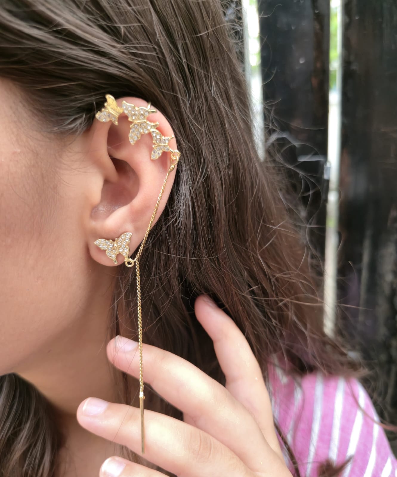 Butterfly Dangle Earrings with Crystal Stones for Women & Girls