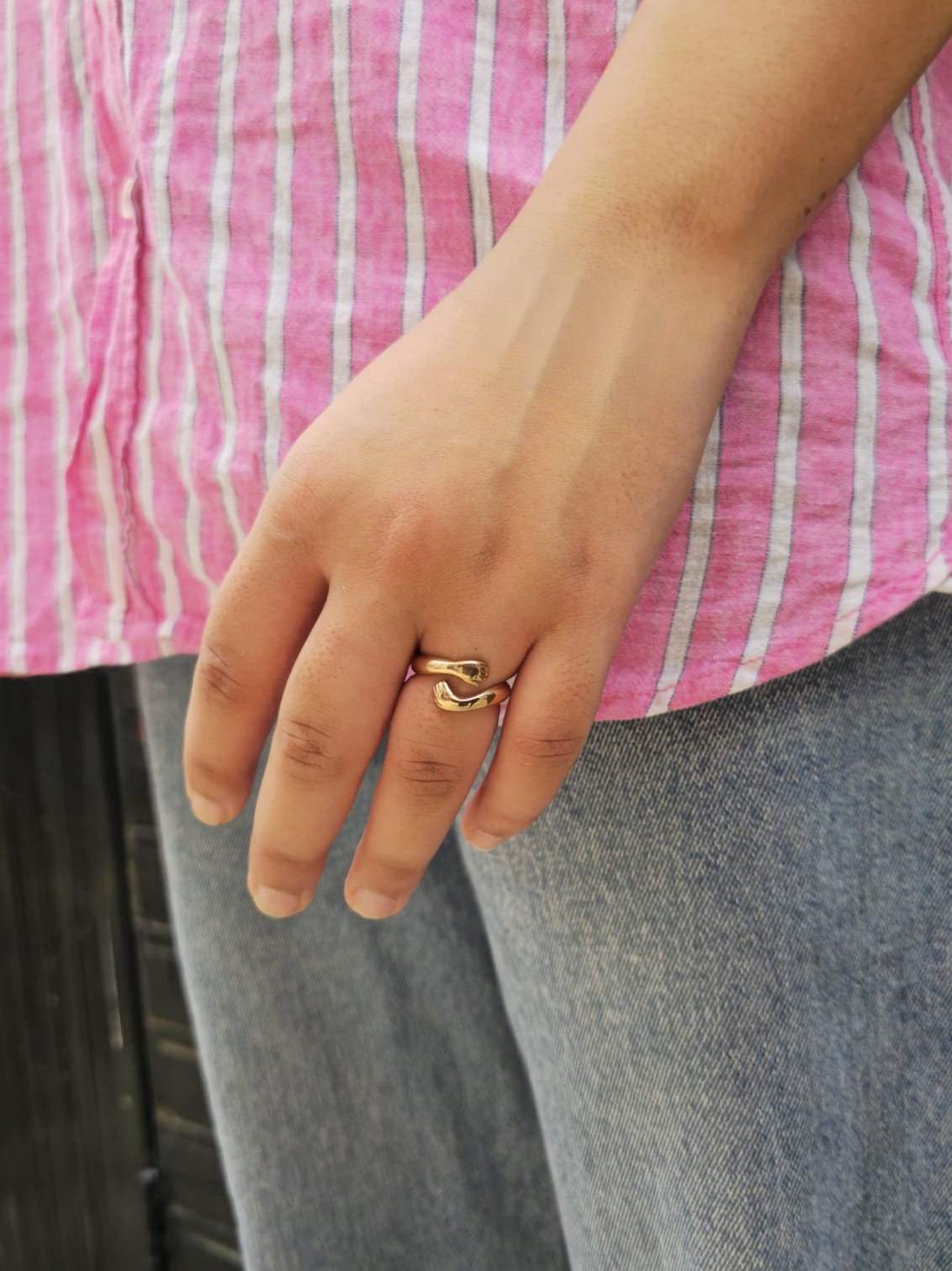 Minimalist Gold Plated Twisted Adjustable Ring for Women